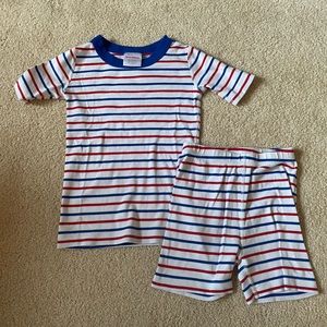 Hanna Andersson Red White & Blue Short Pajama Set 120(6-7)